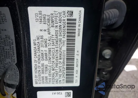 2024 Honda Civic Sport z USA, uszkodzony, nr VIN 2HGFE2F59RH533310